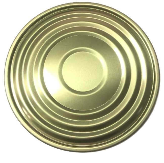 Pengemasan Makanan Tinplate Tin Can Lids 153mm Diameter 603D Bagian Bawah Golden Lacquer BPANI