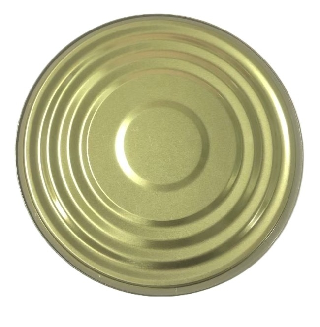 Pengemasan Makanan Tinplate Tin Can Lids 153mm Diameter 603D Bagian Bawah Golden Lacquer BPANI